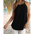 thumbnail image 3 of Womens Pleated Tank Tops Spaghetti Strap Camisole Halter Tops Curved Hem Fashion 2025 Black XL, 3 of 7