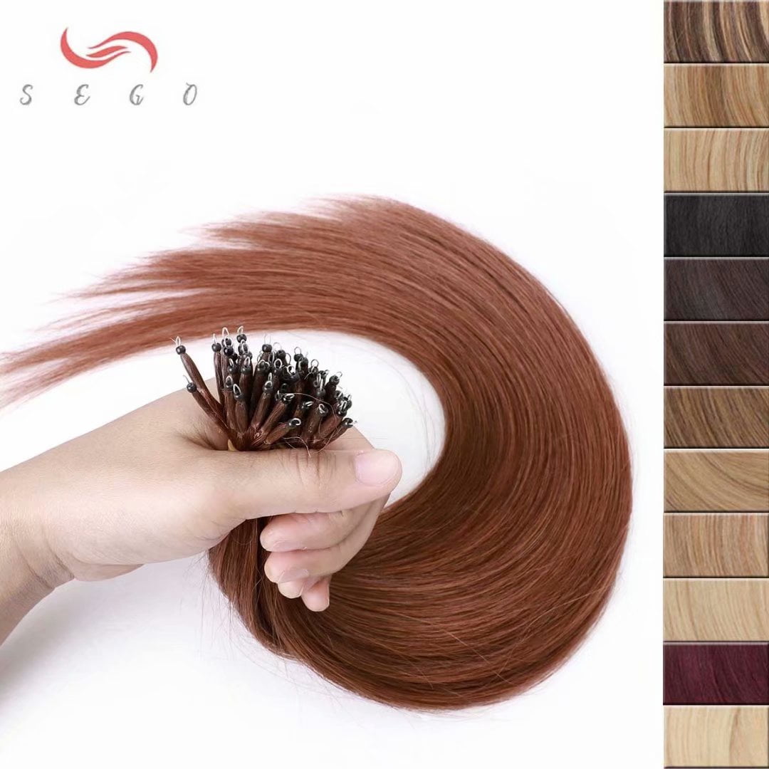 SEGO Nano Micro Bead Ring Human Hair Extension Pre Bonded Nano Tip Remy Hair Extensions Loop Hand Hairpiece
