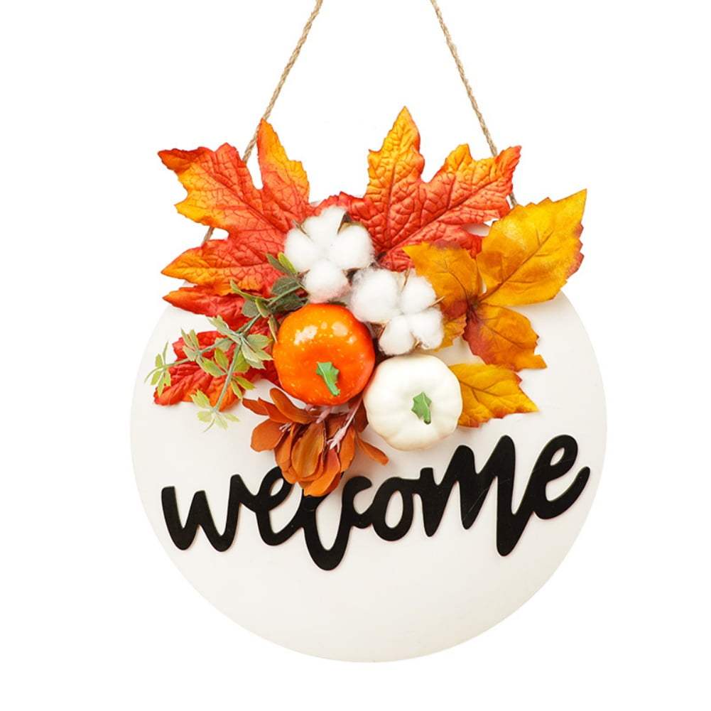 Fall Sign for Front Door, Thanksgiving Day Wooden Door Sign