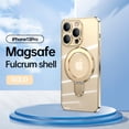 thumbnail image 1 of Plating Magnetic Shockproof for iPhone 13 Pro Case, [Compatible with MagSafe] With Lens Film Built-in Foldable Stand Slim Yet Protective Phone Case Cover for iPhone 13 Pro, Gold, 1 of 11