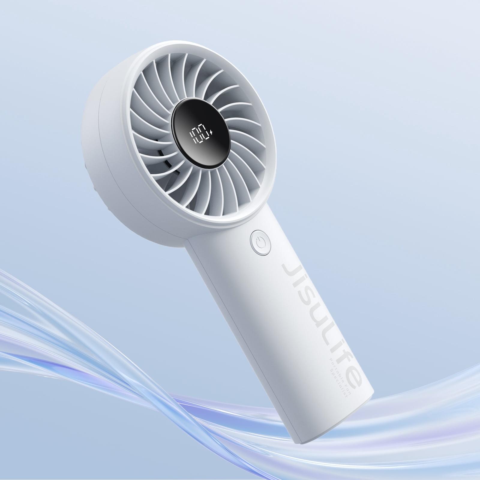 JISULIFE Handheld Fan With LED Display and 3600mAh Battery, Gray, Life4