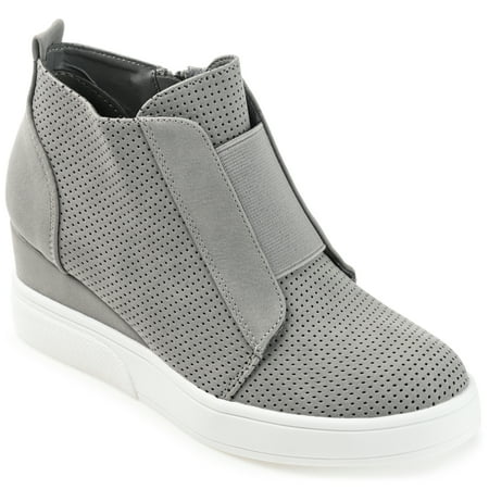 

Journee Collection Womens Clara Wide Width Round Toe Inside Zip Wedge Sneakers