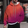 thumbnail image 2 of Wyobmus Mens Sports Hoodies Pullover Fashion Fall Gradient Drawstring Hoodie Sweatshirt Long Sleeve Athletic Hooded Clothes E-Orange, 2 of 6