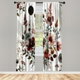 thumbnail image 2 of Ambesonne Floral Curtains, Mid Century Modern Flowery, Pair of 28"x84", Maroon Dark Sea Green, 2 of 2