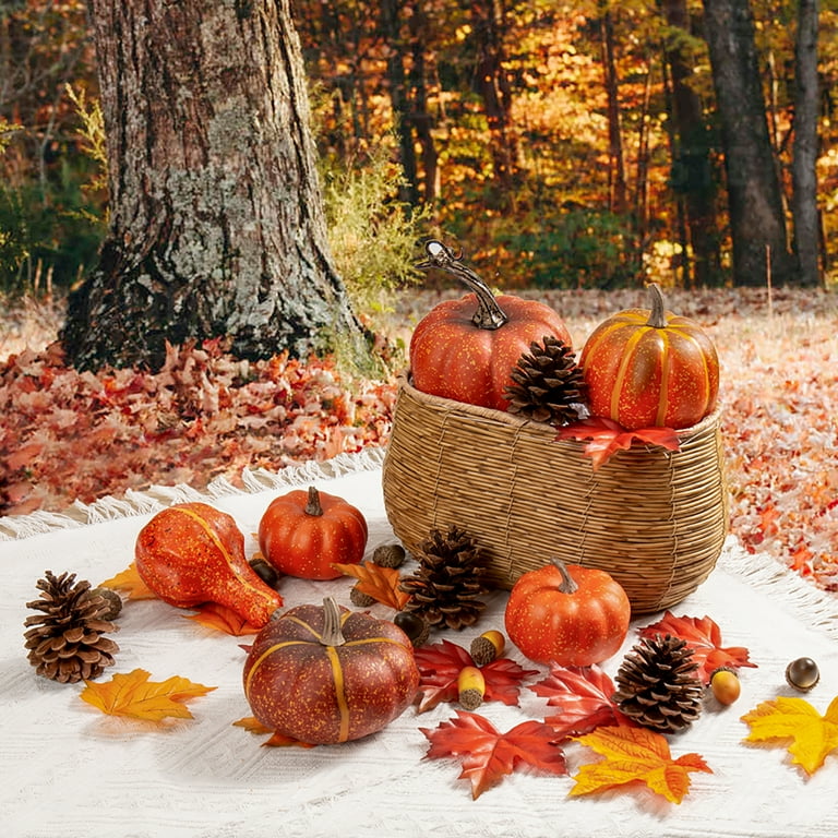 100 Pcs Courges Citrouilles Artificielles Maple Leaves Cônes