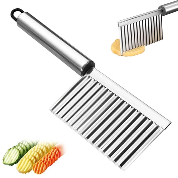 Crinkle Cutter Knife Stainless Steel Cutting Tool for Potato Carrot Chip Vegetable French Fry, Wavy Chopper Wave Slicer Steel Blade
