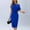 Blue, variant on ZZwxWA Women's 2025 Summer Dress Off the Shoulder Short Sleeve Ribbed Casual Party Bodycon Midi Dresses Solid Color High Waist Sundress Evening Cocktail Party