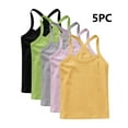thumbnail image 4 of Eltusu Girls Tank Tops, Soft 5 Pieces Cotton Y-Back Sleeveless Shirts Black Size 8-9 T, 4 of 5