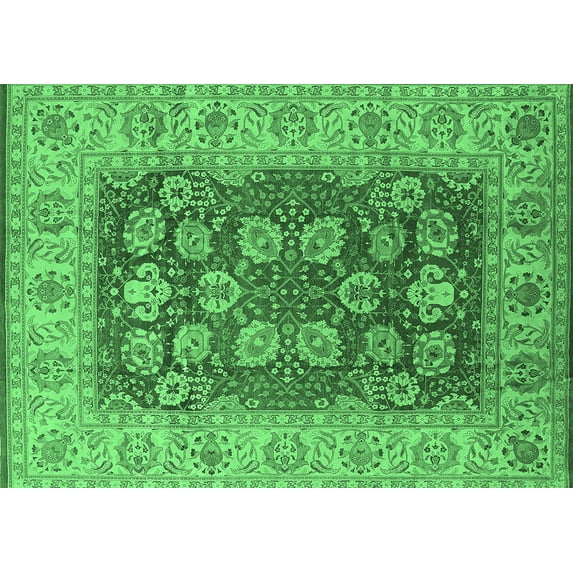Ahgly Company Indoor Rectangle Oriental Emerald Green Industrial Area Rugs, 2' x 4'