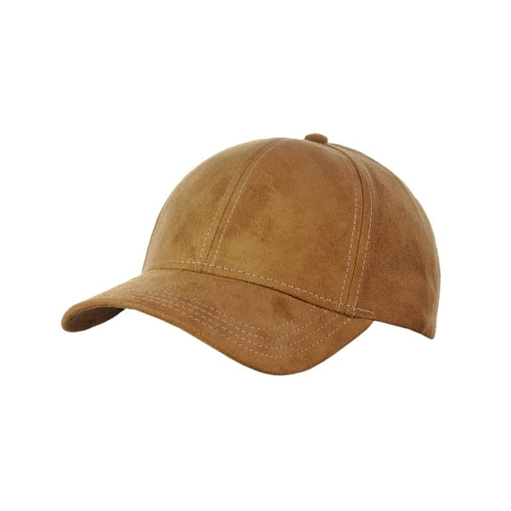 C.C Unisex Adjustable Faux Suede Precurved Bill Baseball Cap Hat - New Camel