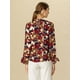 thumbnail image 5 of Blusa Allegra K con cuello En V y lazo floral para mujer camisa de manga larga con volantes y trompeta vintage rojo XL, 5 of 6