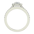 thumbnail image 3 of Round Cut Cushion Halo Ring Set w/ Enhancer Bands 1.33 Carat Total Weight in 14K White Gold, 3 of 5