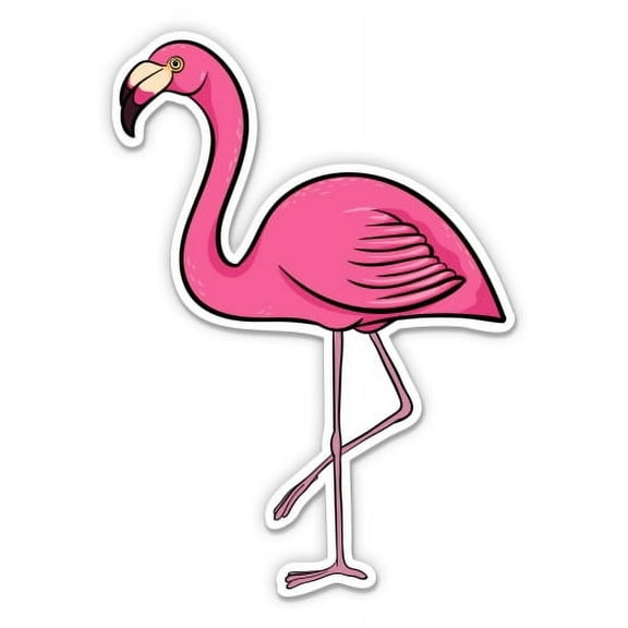 Flamingo Cute Tropical Classic Florida - 3" Vinyl Sticker - For Car Laptop Water Bottle Phone - Waterproof Decal