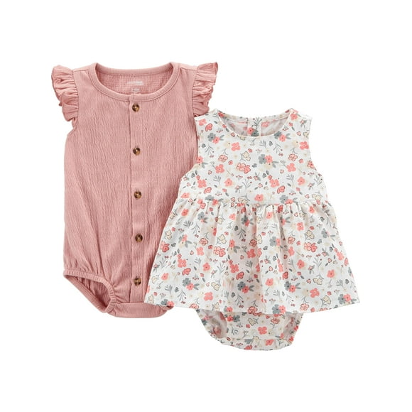 Romper Simple Joys de Carter's Baby Girls de 12 meses (paquete de 2)