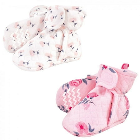 UPC: 0660168534207 | Hudson Baby Infant and Toddler Girl Quilted Booties 2pk  Pink Navy Floral  18-24 Months