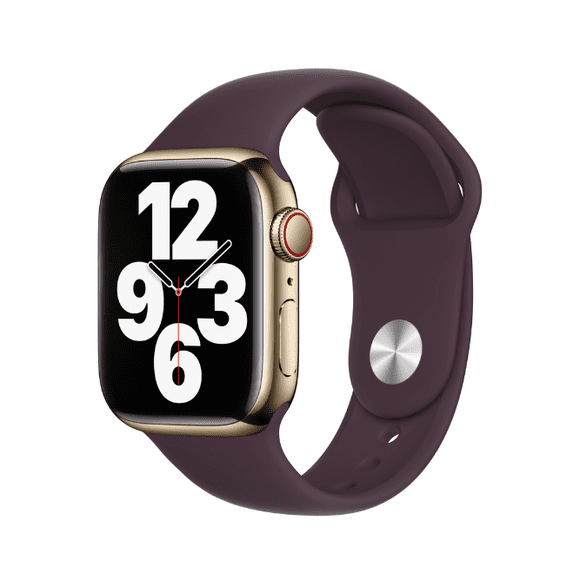 Restored Apple Watch Series 7 (GPS + Cellular, 41mm) Gold Stainless Steel Case + Dark Cherry Sport Band 32GB - Excellent (Certified Refurbished)