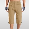 thumbnail image 2 of UVEASISHA Long Cargo Shorts for Men Fashion Multi Pocket Capri Pants Lightweight Casual Hiking Capris Straight Leg Cropped Work Trousers Khaki L, 2 of 8