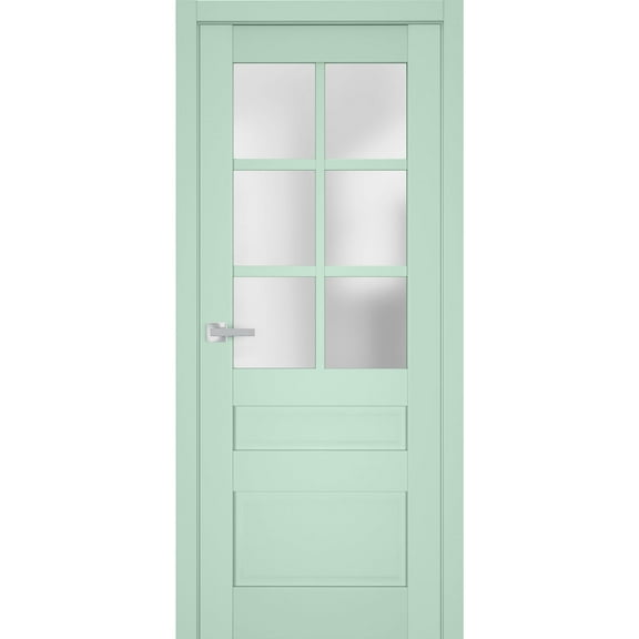 Interior Solid French Door Frosted Glass | Veregio 7339 Oliva | Single Regular Panel Frame Trims Handle | Bathroom Bedroom Sturdy Doors -30" x 84"