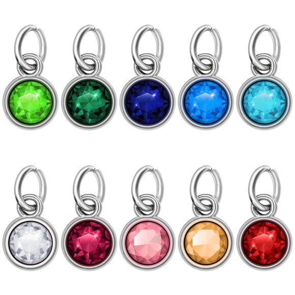 Kkewar 24pcs Stainess Steel Birthstones Pendant DIY Handmade Jewelry Accessories (Mixed Color)