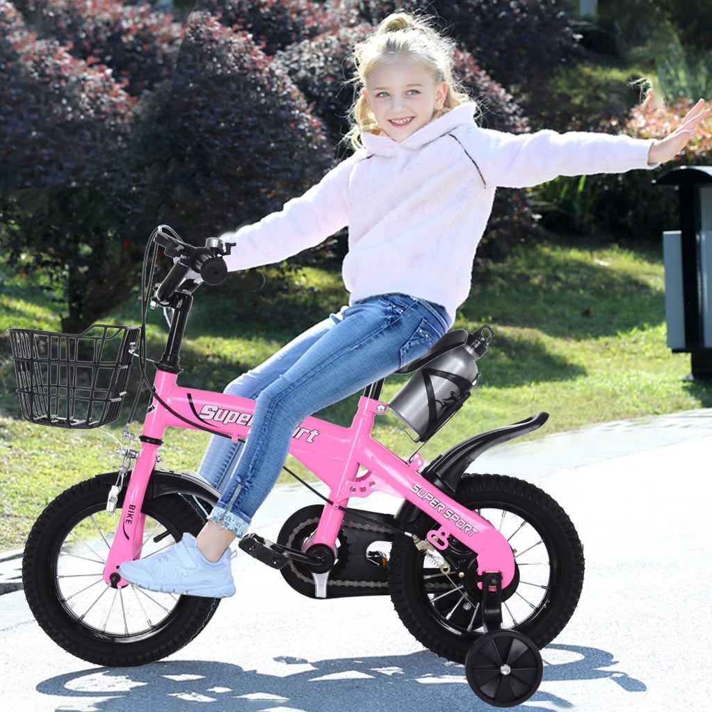 Details about   Kids Bike Girls 12" Outdoor Bicycle Training Wheels Toddler Children Pink 