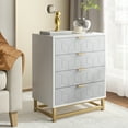 thumbnail image 2 of 4-Drawer Gray Wood Dresser for Bedroom with Gold Metal Legs, Modern Chest of Drawers Organizer for Living Room, Entryway, 2 of 6