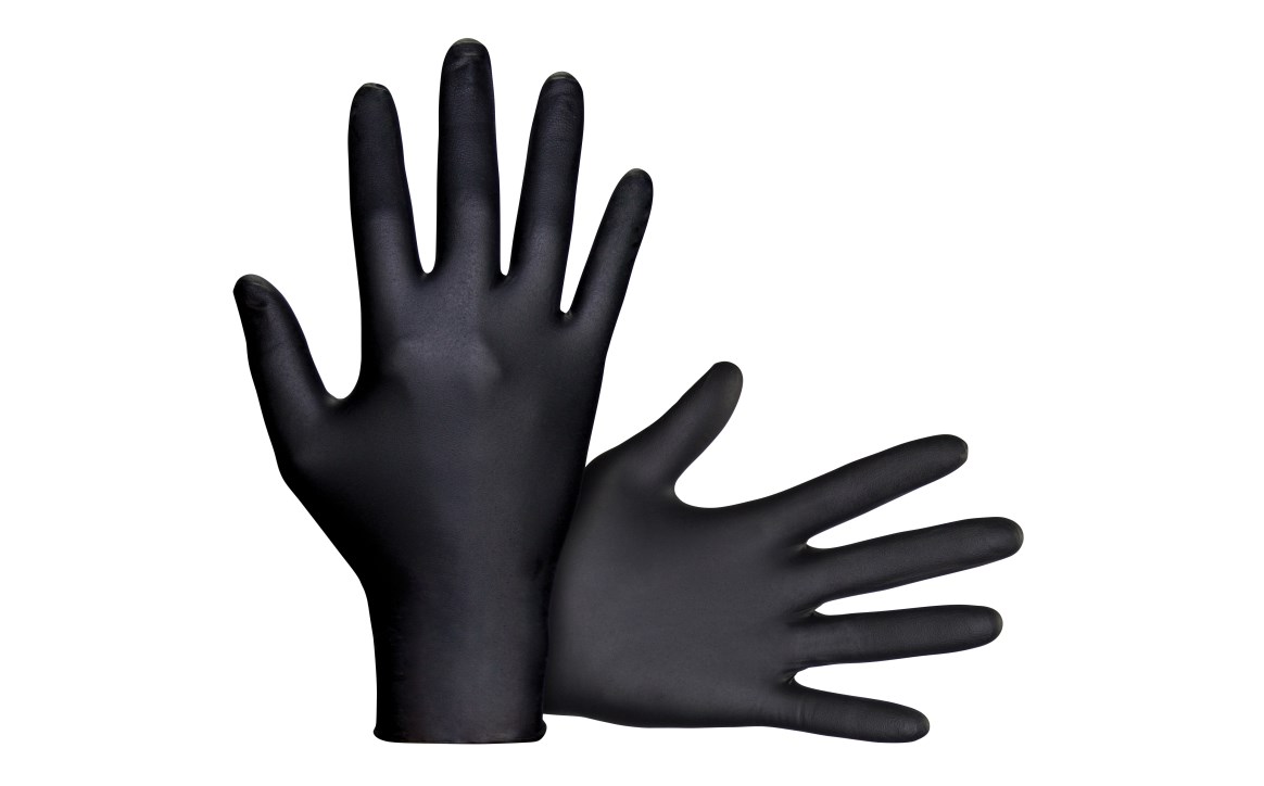 SAS RAVEN Powder-Free Black Nitrile Disposable Gloves Case of 10 Boxes
