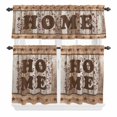 thumbnail image 2 of Kitchen Window Curtains Valance and Tier Set, Vintage Western Star Home Rod Pocket Tier Curtain Valance Set, Rustic Brown Wood Board Light Filtering Cafe Curtains for Bedroom Living Room, 2 of 9