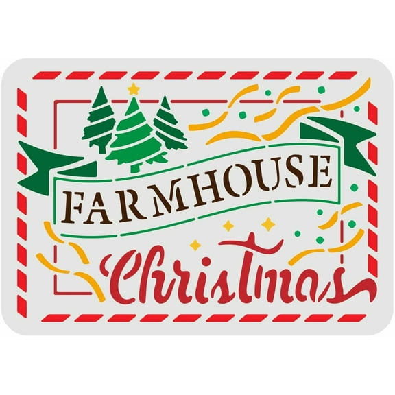 1 pc Large Plastic Reusable Drawing Painting Stencils Templates for Painting on Scrapbook Fabric Tiles Floor Furniture Wood Rectangle Christmas Themed Pattern 297x210mm