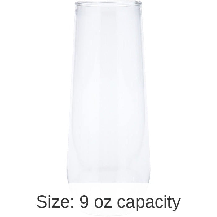 24/Case Bulk Clear 9 oz Plastic Stemless Champagne Flutes