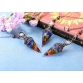 thumbnail image 3 of Chakra Resin Crystal Pendulum 6 Faceted Point Gemstone Reiki Healing Pendulums (Red copper,colorful stone), 3 of 4