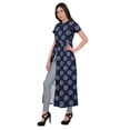 thumbnail image 2 of Moomaya Short Sleeve Kurta Summer Tunic Printed Front Slit Kurtis For Women, 2 of 5