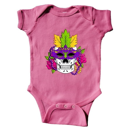 

Inktastic Mardi Gras Skull with Masquerade Mask Gift Baby Boy or Baby Girl Bodysuit