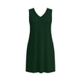 thumbnail image 4 of DailyTrove Ladies Plus Size Solid Color Sleeveless Mini Dress, Relaxed Fit V Neck Casual Home Wear Dress, 4 of 4