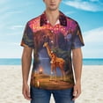 thumbnail image 2 of Fotbe Lantern Giraffes Magical Forest Camisa Hawaiana para Hombre Unisex – Camisa Casual de Verano con Botones de Manga Corta de Algodón y Lino,Medium, 2 of 7