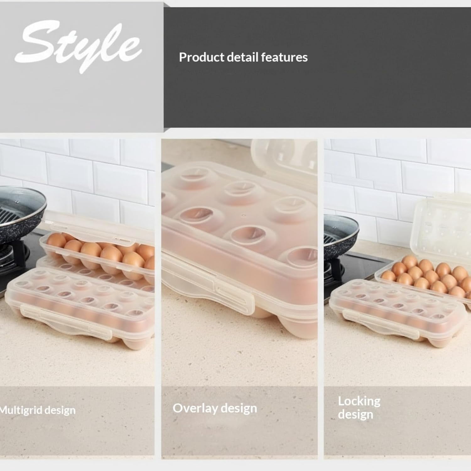 Deviled Egg Containers with Lid, Egg Holder for Fridge, Eggs 18 Count Stackable Storage Container, Transparent Kitchen Eggs Keeper
