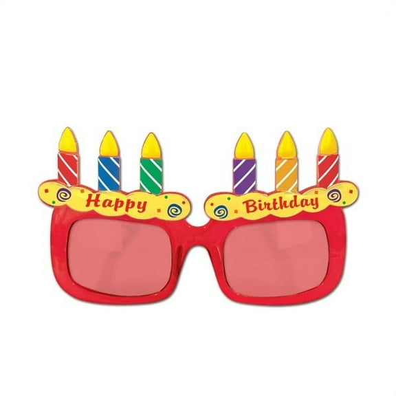 Party Central Pack of 6 Pink and Yellow Birthday Cake Party Eyeglasses Costume Accessories - One