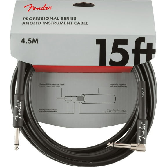 Fender 15' Professional Series Straight/Angle Instrument Cable #0990820059-15 ft