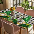thumbnail image 3 of St. Patrick's Day Table Cloths for 3 Foot Rectangle Tables, Gnomes Shamrocks Gold Coin Buffalo Plaid Patio Waterproof Elastic Fitted Tablecloths, Washable Rectangular Table Cover for Camping, 3 of 8