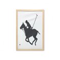 thumbnail image 1 of Sports Wall Art with Frame, Silhouette Illustration of Polo Player on a Horse Hitting a Ball Print, Printed Fabric Poster for Bathroom Living Room, 23" x 35", Charcoal Grey and White, by Ambesonne, 1 of 2