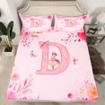 thumbnail image 2 of Castle Fairy Initial D 3pcs Twin Sheet Sets,Monogrammed Letter Twin Fitted Sheet,Rose Butterfly Breathable Flat Sheet,Luxury Kawaii Girl Bedroom Decor, 2 of 7