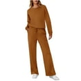 thumbnail image 1 of Qiopertar Clearance Sale Women Set 2 Piece Outfits Sweatsuit Fall Crewneck Sweatshirts Wide Leg Pants Matching Sweat Set Tracksuit Deals of the Week under $5, 1 of 8
