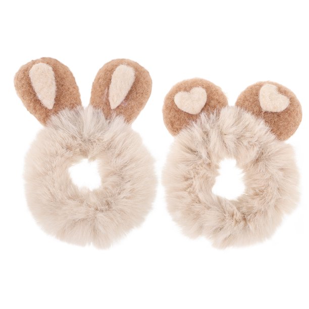 EeaseMX 2 anillos para el pelo con orejas de conejo, cuerdas de felpa creativas, accesorios para el cabello para niñas