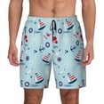 thumbnail image 2 of Picia Sailboats Anchors pattern Mens Swim Trunks with Compression Liner Stretch Beach Shorts Quick Dry with Zipper Pockets No-Chafing Board Shorts-, 2 of 9