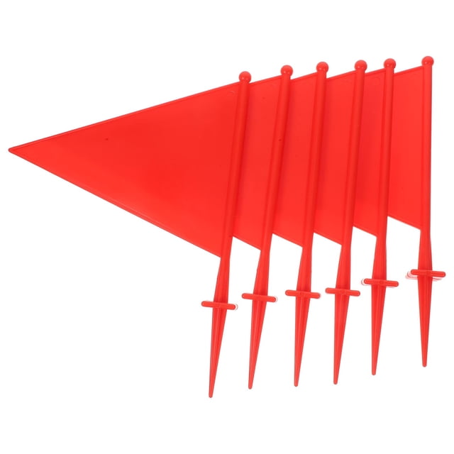 KAKOWELY Drapeaux de Marquage Rouges en ABS pour Encouragement avec Poteaux Robustes et Couleurs Vives 6 Pcs, 8.27"X0.2"X11.02 Pouces