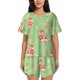 thumbnail image 1 of Balery Cute Poodle Dog Conjunto de Pijama para Mujer con Estampado, Dos Piezas de Manga Corta y Shorts, Ropa de Dormir Suave con Cuello Redondo y Bolsillos-Large, 1 of 6
