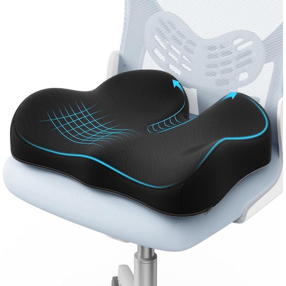 Lolsea Seat Cushion, Memory Foam Office Chair Cushion, Ergonomic Seat Cushion for Sciatica, Tailbone, Black