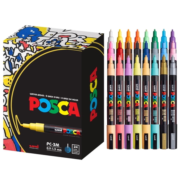 Marcadores de pintura Posca 24 Fine 3M con puntas reversibles de acrílico