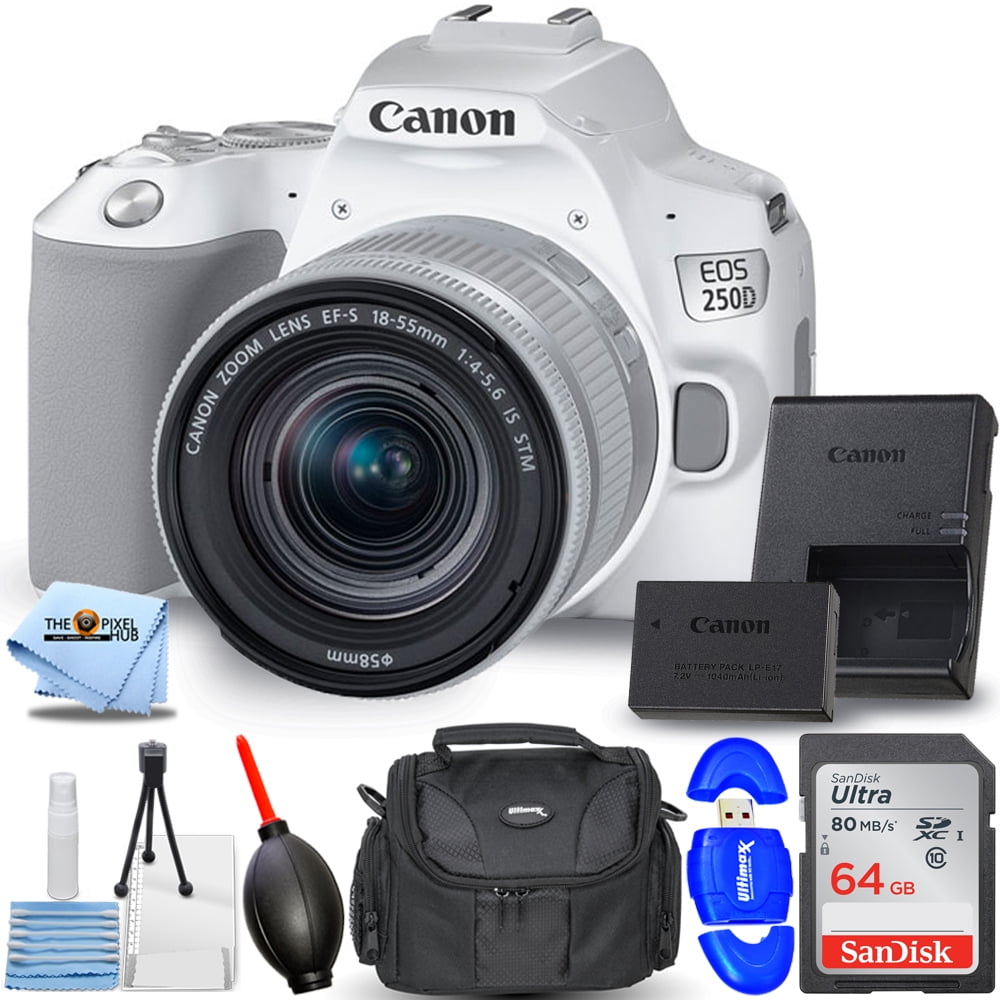 Canon EOS 250D / Rebel SL3 DSLR Camera with 1855mm Lens (White) 7PC