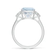 thumbnail image 2 of ANGARA Natural Cushion 2.7 ct Aquamarine Engagement Ring with Trio Diamonds in 14K White Gold for Women (Size-9mm) | March Birthstone, Anniversary, Jewelry Gift for Women | Natural Aquamarine Ring, 2 of 11