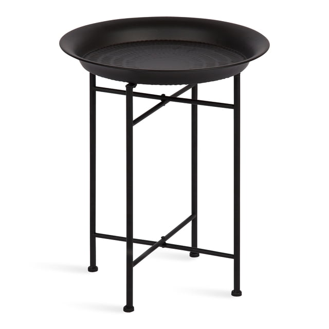 Kate and Laurel Mahdavi Modern Side Table, 17 x 17 x 21, Black, Unique End Table with Textured Top